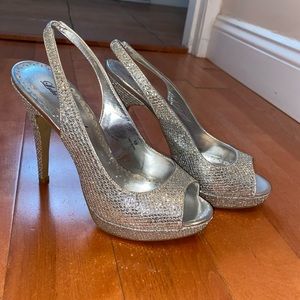 Platform Heel Silver Sparkles - Size 9.5